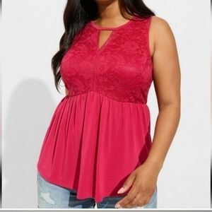 NWT Torrid Studio Knit Crew Neck Keyhole Lace Babydoll Tank 3XL - EUC